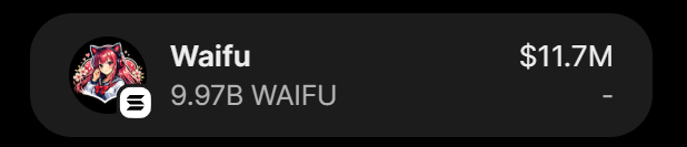 The image displays a cryptocurrency token card for "Waifu" showing $11.7M market cap and 9.97B WAIFU supply. It represents the $WAIFU token referenced in the post's airdrop promotion claiming to distribute free tokens to participants.