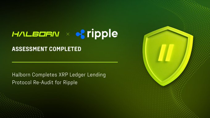 The image features a green shield with a yellow number 2, which appears to be a logo for Ripple. The background of the image is black, making the shield stand out prominently. Below the shield, there's text that reads "Assessment completed" followed by a list of bullet points explaining what has been done and who was involved in the process.