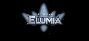 Title screen displaying 'LEGENDS OF ELUMIA' against a dark background with glowing blue light effects.