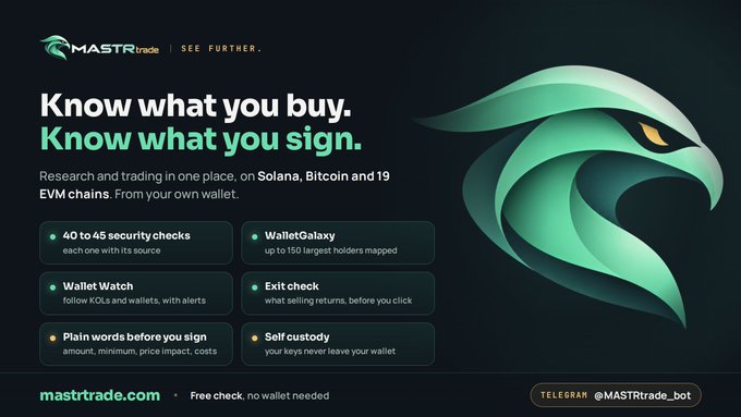 An advertisement for MastTrade reads 'Know what you buy. Know what you sign.' and highlights features like '40 to 45 security checks' and 'WalletGalaxy.'