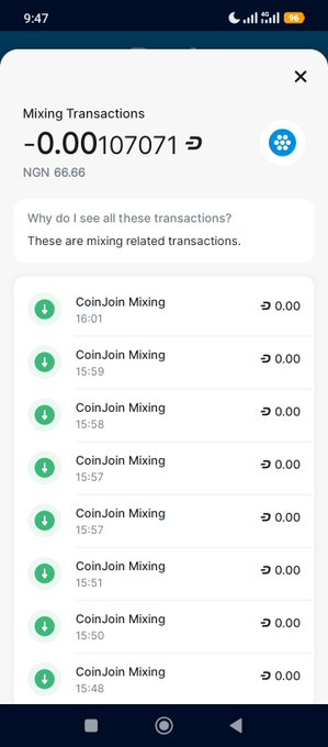 The image shows a phone screen displaying information about transactions made through an app called @Dashpay. The app allows users to make payments using their mobile devices, which can be particularly useful for those who want to avoid tracking their wallet movements. The screen provides details on each transaction and the total amount spent or received. The post mentions that one of the features they love about this app is its ability to prevent wallet tracking by using multi transactions. This feature ensures that users' wallets are not tracked, providing a more secure payment experience.