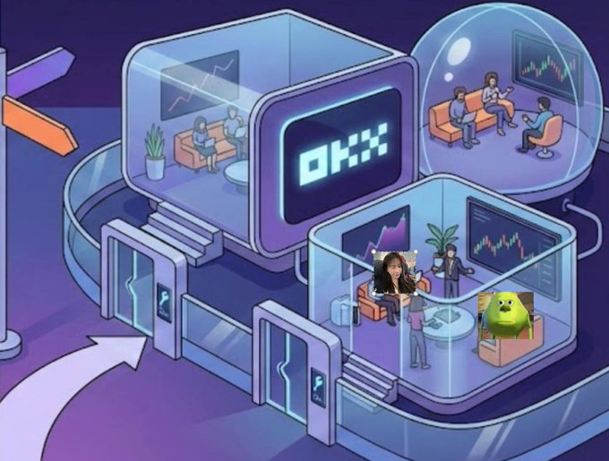 The image features a cartoon depiction of a futuristic city with buildings made out of glass, giving them a futuristic appearance. The city has a large glass dome that houses a group of people inside, who appear to be engaged in various activities such as sitting on chairs or standing around tables. There is also an arrow pointing towards the city's entrance, which could potentially lead to more information about the post.