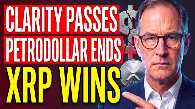This thumbnail suggests that XRP is winning as "Clarity Passes" and the "Petrodollar Ends", aligning with the video's premise of an XRP price explosion related to the petrodollar system.