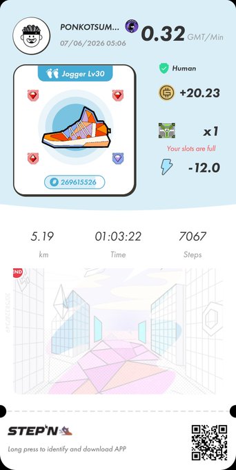The image shows a step counter app with an orange shoe displayed, which has been used by a person named Pankosum. The app displays the number of steps taken during a run, as well as other information such as distance covered and calories burned. The app also provides a summary of the user's progress in terms of daily goals and achievements.