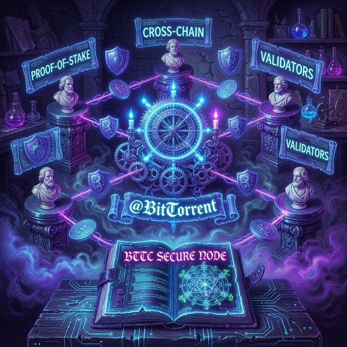The image features a digital illustration of a book with a blue cover that has a complex network of gears and symbols, surrounded by various statues representing different characters or elements from mythology and fantasy. The book appears to be open, revealing its contents. In the background, there are several signs indicating the presence of different characters or elements such as "proof-of-stake", "cross-chain", "validators", and "vendors". These elements suggest that this illustration is related to a discussion about Web3 technology, specifically focusing on the future of Web3 and how it will be powered by ecosystems rather than isolated blockchains. The combination of mythology and fantasy elements in the background further emphasizes the idea of interconnected networks and value exchange within these ecosystems.