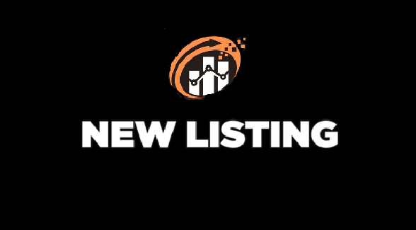 The image displays a bold "NEW LISTING" announcement graphic featuring an orange circular logo with a bar chart and upward arrow icon, set against a black background. The graphic visually reinforces the post's message about an upcoming real estate listing, signaling progress despite the delay in finalizing the listing agreement.