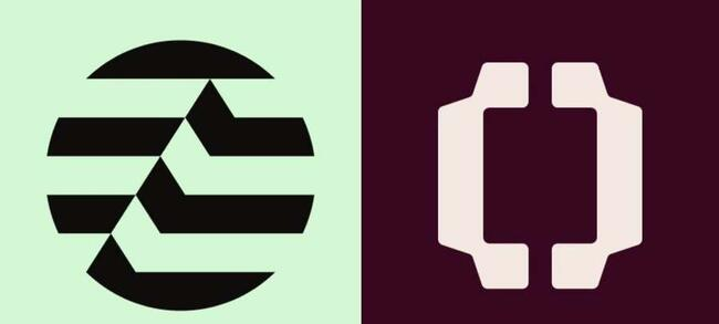 The image displays two logos side by side: the Aptos logo (a stylized "A" within a circle) on a light green background on the left, and the OpenStandard logo (a bracket-like symbol) on a dark burgundy background on the right, representing the partnership between Aptos and OpenStandard for the launch of the Open USD stablecoin.