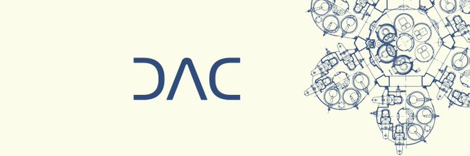A banner features the "DAC" logo in dark blue text alongside a detailed blue technical illustration of a multi-wheel rover.