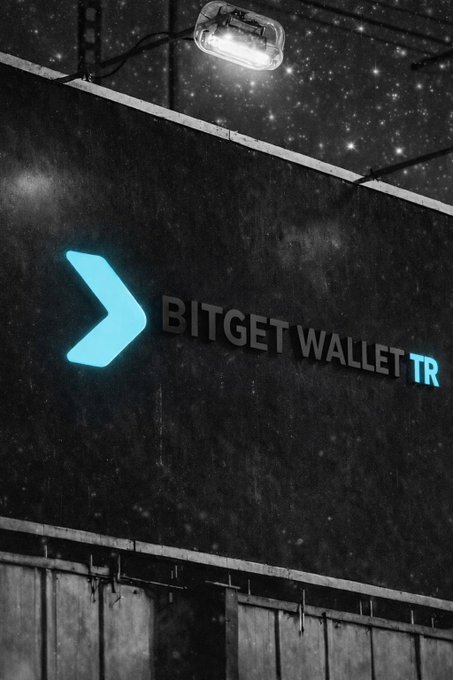 A glowing "BITGET WALLET TR" sign shines against a starry night sky, with the logo's bright cyan arrow mirroring the endless opportunities ahead. The vast cosmic backdrop reinforces the message of boundless possibilities beyond counting.