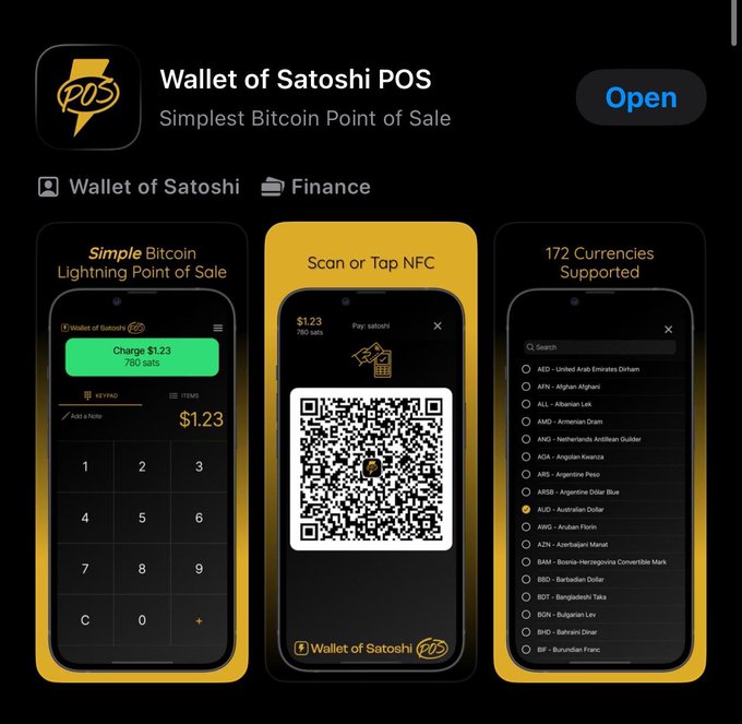 The image shows an advertisement for a new wallet app called "Wallet of Satoshi POS" that is designed specifically for businesses. The app is getting an upgrade, which means it will be more user-friendly and efficient for businesses to manage their transactions using Bitcoin. The post also mentions that any business currently using a custodial Wallet of Satoshi address will stop accepting payments soon. This change is due to the app's new feature, which requires users to set up a self-custody wallet address in order to continue receiving Bitcoin payments.
