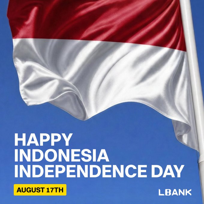 A promotional graphic displaying the red and white Indonesian flag against a blue background with the text 'HAPPY INDONESIA INDEPENDENCE DAY' and 'AUGUST 17TH' alongside the 'LBANK' logo.
