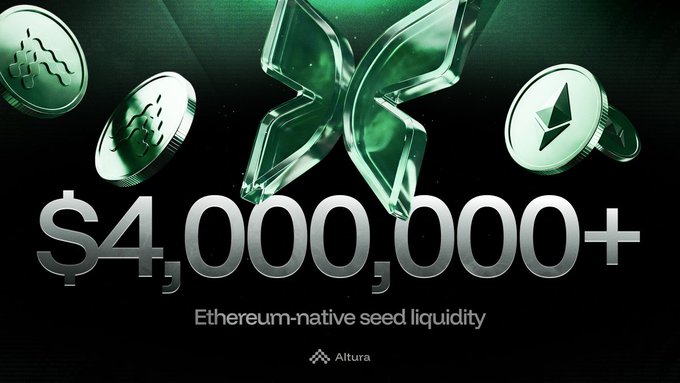The image shows an advertisement for a cryptocurrency exchange promoting Etherum native seed liquidity. The background features a black background with green butterflies flying around the text, creating an eye-catching visual effect. On the right side of the image, there is white text that says "I'm now looking at DeFi," while on the left side, there is more white text that displays information about Etherum native seed liquidity and a quote from someone who mentions how Bitcoin's $63,000 APY can't be solely relied upon. The key message of the post emphasizes the importance of considering factors such as safety and sustainability when investing in cryptocurrencies like Etherum.