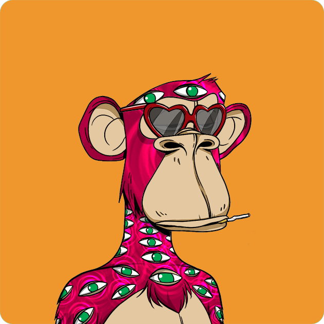 The image features a cartoon monkey wearing sunglasses, glasses, and a red shirt with green eyes. The monkey appears to be smoking a cigarette while standing against an orange background. There are no other objects or texts present in the image. The monkey is the main focus of the image, and it seems to be the central character within this scene.