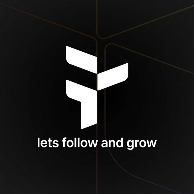 The image features a logo for a company named @quipnetwork, which appears to be related to cryptocurrency or trading. The logo consists of a white "F" shape with a line through it, accompanied by the text "Let's follow and grow". This suggests that the company encourages followers to engage in trading activities on their platform.