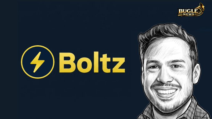 A 'Bugle News' graphic featuring the Boltz logo (a yellow lightning bolt in a circle) next to a sketched portrait of a smiling man with a mustache.