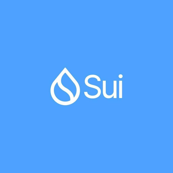The image shows the Sui logo, featuring a white water drop icon next to the word "Sui" in lowercase letters, all set against a solid light blue background. The logo represents the Sui blockchain, which the post references in announcing the launch of GraphQL Subscriptions on its mainnet.