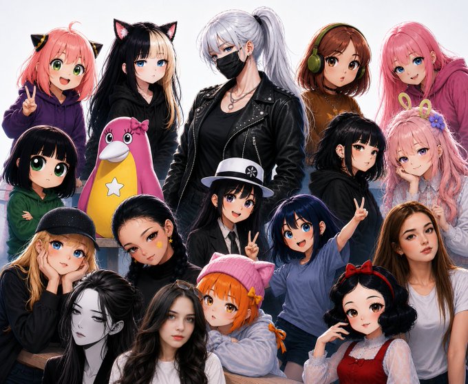 A collage of anime-style and illustrated characters in various poses, connected to a post complaining about seeing too many "CT Circle List" posts on the timeline and the author's laziness in not making their own.