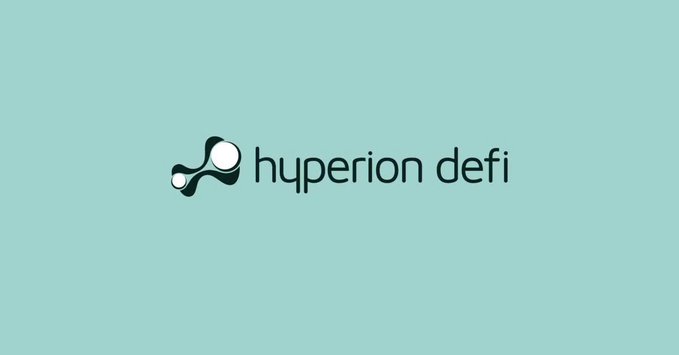The image displays the Hyperion DeFi logo, featuring an abstract black and pink organic design alongside the text "hyperion defi" on a mint green background. This logo corresponds to the company mentioned in the post, which reported a $31 million Q2 profit while holding HYPE tokens as part of the Hyperliquid ecosystem.