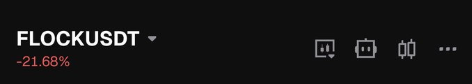 A dark-themed UI showing the ticker 'FLOCKUSDT' with a price change of -21.68% in red.