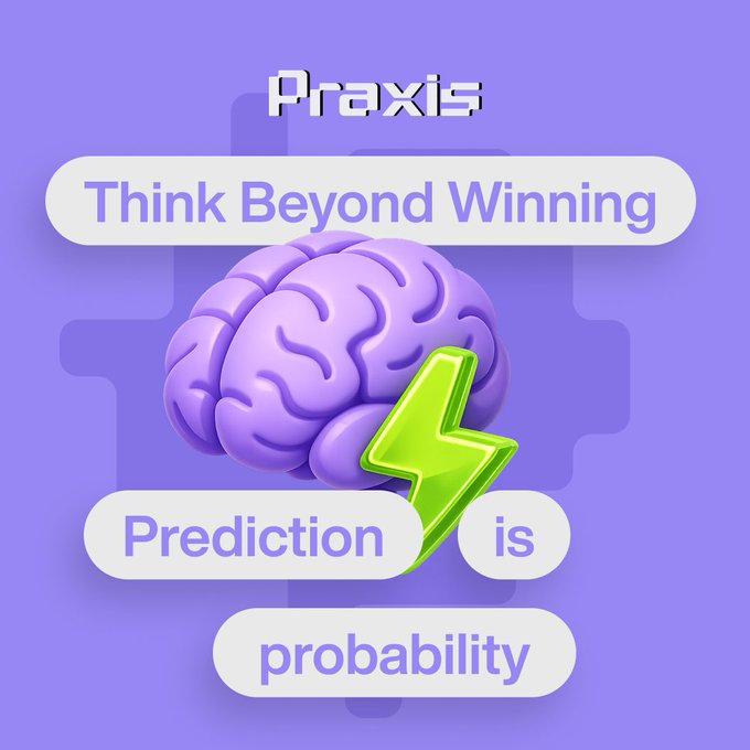 The image features a purple brain with a lightning bolt symbolizing a " Prediction markets reward edge over accuracy. If you think ETH has a 30% of falling but markets price it at 20%, buying that position is profitable in expectation." The text above the image reads, "Think Beyond Winning. Prediction markets reward edge over accuracy. If you thinkETH has a 30% of falling but markets price it at 20%, buying that position is profitable in expectation."