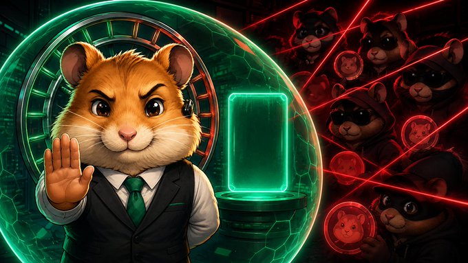 A suited hamster character named GOXXY holds up a defensive hand inside a glowing green shield, blocking shadowy impostor hamsters and red laser threats on the right—visually reinforcing the post's warning to ignore scams, fake presales, and copycat contracts while trusting only the official CA: J258oxuUbWQKFGfW8KkLc9KXAzDyHVHeMb5Xpztkpump.