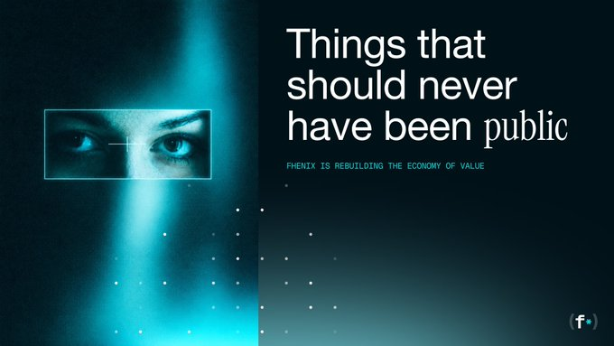 A promotional graphic reading 'Things that should never have been public' with 'PHENIX IS REBUILDING THE ECONOMY OF VALUE' and a cropped image of intense eyes.