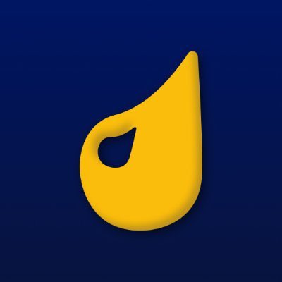 A 3D rendered yellow stylized letter 'J' or hook-shaped logo on a solid navy blue background.