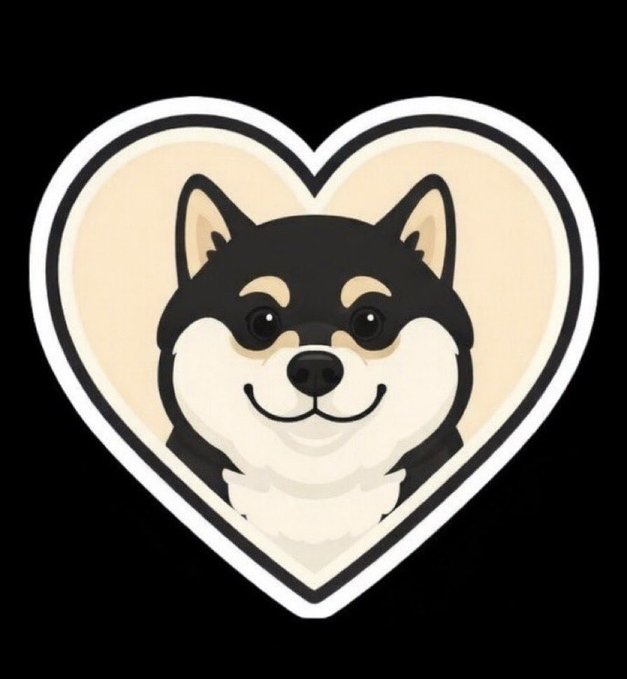 A cute cartoon Shiba Inu-like dog with a smiling face is framed inside a heart shape on a black background. The heart imagery visually reinforces the post's message about the love and strength of the $MANYU community.