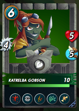 The image features a card game with a green background, featuring a character named Katreba Gobson who has a sword and a shield. The card also displays a number 5 next to her. There are several other cards scattered around the image, including one that says "Some collections take years to build." Another card is labeled "#splinterlands #hive #play2earn," which could be related to the game or some other aspect of it. The post also mentions a character named Katreba Gobson and a number 5 in the image, possibly indicating that this card has been played recently or is part of a collection with these specific cards.