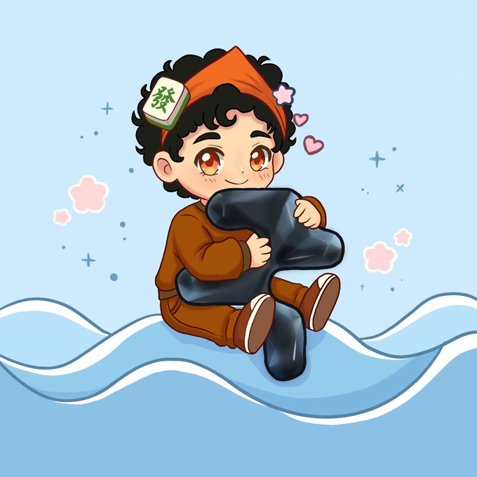 A cute chibi-style character with curly hair and a red headband featuring a mahjong tile marked "發" sits hugging a dark object while floating on stylized blue waves.

The image appears to be a playful avatar or mascot illustration, possibly used to personify the post's discussion about "Rialo" and the "Latch" AMA. The character's warm, affectionate pose—hugging something close—visually echoes the post's theme of embracing and addressing a critical underlying issue: not what AI Agents *can* do, but who will *constrain* them as enterprises deploy hundreds or thousands managing APIs, funds, and on-chain transactions.