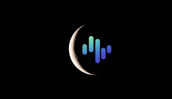 A crescent moon paired with a stylized soundwave logo floats against a black background, visually evoking quiet stillness and signal — mirroring the post's contrast between hollow "dead bags" hype and $ZIG's grounded fundamentals like revenue, buybacks, and real institutional capital.