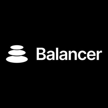 The image shows the Balancer logo—three stacked white discs beside the word "Balancer"—on a black background. It accompanies the post announcing Balancer's shutdown, representing the end of the long-running DeFi protocol after holders approved winding down operations.