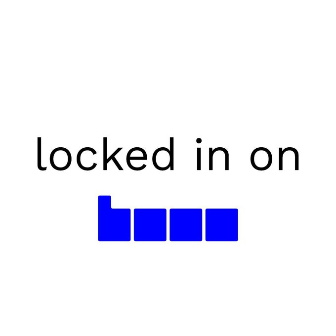 The image shows the text "locked in on" above a stylized blue "base" logo, visually reinforcing the post's declaration of focus on @base, the Coinbase-incubated Layer 2 network.