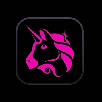 A black app-style icon with a rounded dark-gray border and a bright magenta stylized horse head in the center.