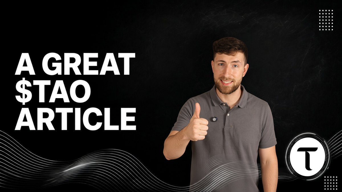 A man in a gray polo shirt gives a thumbs-up beside text reading 'A GREAT $TAO ARTICLE' on a black background, with a 'T' logo.