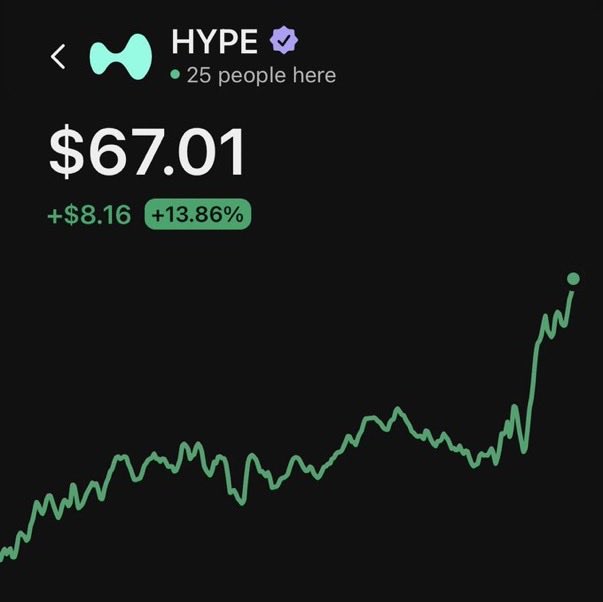 The image displays a stock chart with a green line, which shows the price of a company's stock increasing over time. At the top of the chart, there are two pieces of text that provide context about the stock, including the word "HYPE" in one sentence and the number "75.01" in another. The main focus is on the trendline of the stock chart, which reveals positive growth. This information suggests that investors might be excited about this particular stock or industry.