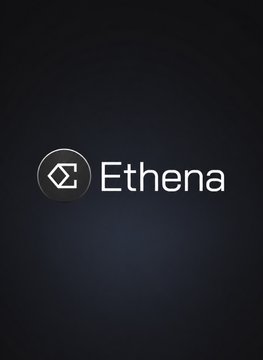 The image displays the Ethena logo, featuring a circular emblem with a stylized geometric symbol next to the wordmark "Ethena" in white against a dark gradient background. This branding visually anchors the announcement of Ethena's partnership with FalconX to establish a $1 billion secured warehouse facility for USDe-backing assets.