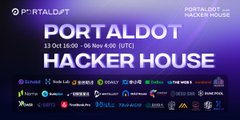 A purple-themed graphic displaying 'PORTALDOT' and 'HACKERHOUSE' with the date '27-28 NOV 2024', featuring various neon-style icons at the bottom.