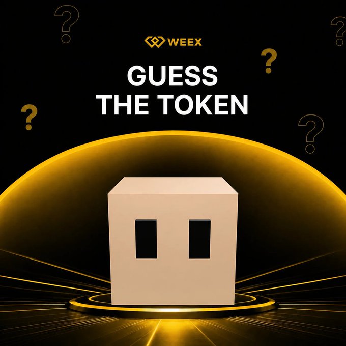 The image features a small cardboard box with two black eyes and a nose, sitting on top of a golden ring. The box appears to be empty or abandoned, as there are no other objects around it. In front of the box, there is text that reads "Guess the token". Above this, there are questions written in yellow and white, possibly related to the game or puzzle being played.