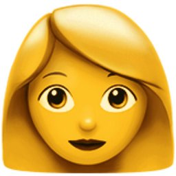 A 3D digital emoji of a blonde woman's face with a neutral expression and dark lipstick.