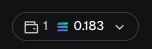 The image shows a wallet interface displaying a balance of 1 token worth 0.183 SOL, which corresponds to the poster's last remaining 0.183 SOL they mention wanting to trade. The interface shows a single token holding alongside the dropdown menu typical of wallet extensions.