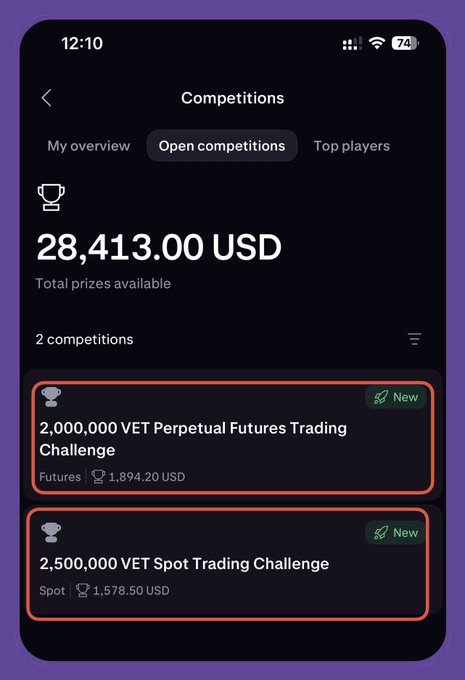The main focus of this image is a screenshot or snapshot of an app screen, displaying information about a competition related to trading virtual assets with the Kraken Pro token system. The main sections present include a summary list, descriptions for each section, and an overview of the competition rules and challenges. There are also several listed competitions in the competition pool.
