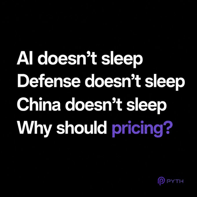 The image features a black background with white text, which reads "AI doesn't sleep. Defense doesn' t sleep. China doesn' t sleep. Why should pricing discovery wait?" The message seems to be about the importance of AI technology and its impact on various aspects of life, including business operations and decision-making processes like pricing.