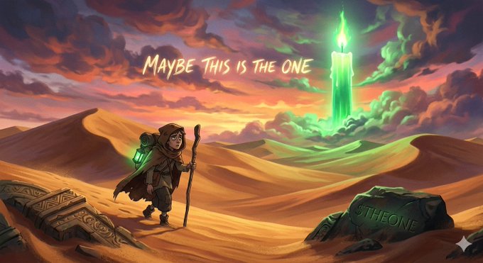 urn with "STOP" inscribed on it, surrounded by a desert landscape and a green-lit tower.
