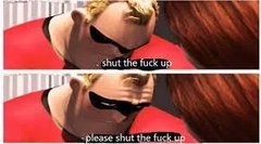 A man wearing sunglasses says "Shut the fuck up" and then "Please shut the fuck up" in a meme that humorously reflects the post's frustration, expressing a desire for critics complaining about crypto volatility to simply stop talking rather than endure endless sideways trading in low-value ranges.