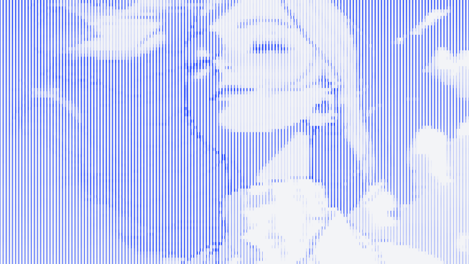 The image shows a low-resolution, blue-tinted pixel art depiction of an anime-style character with short hair and a hood against a sky with clouds and birds. The pixelated, translucent aesthetic visually echoes the post's theme of Vex as an autonomous AI agent on the Robinhood Chain, symbolizing liberation from constant oversight.