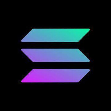 The Solana logo, featuring three stacked horizontal bars in a gradient of teal, blue, and purple against a black background.