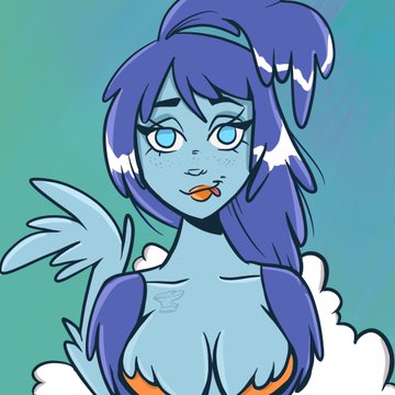 A digital illustration features a blue-skinned, winged character with purple hair, freckles, and her tongue playfully sticking out, styled in a cartoonish anime aesthetic. The image serves as promotional artwork for MetaVixensNFT, showcasing one of the listed NFT characters available on OpenSea for 1.15 ETH.
