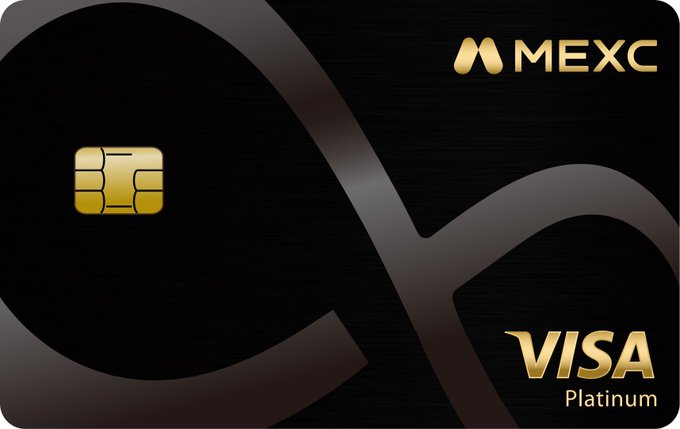 A sleek black MEXC Visa Platinum card featuring a gold EMV chip and the MEXC logo in the top right corner, visually representing the crypto cashback card mentioned in the post that allows users to earn up to 10% USDT rewards on everyday spending based on their M-Score tier.