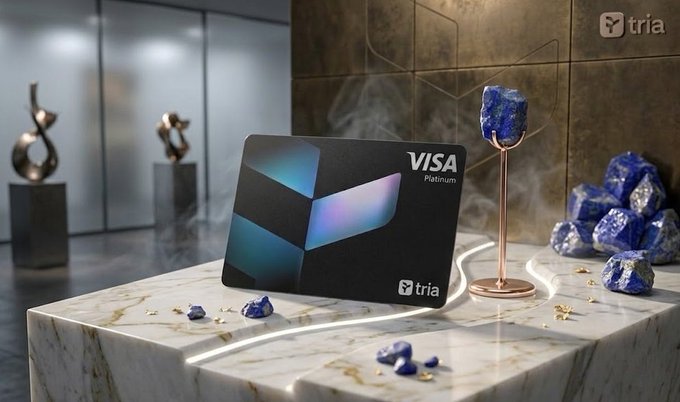 The image features a black Visa card placed on top of a marble table surrounded by blue and gold gemstones. The card has a unique design with a purple and green color scheme, making it stand out against the white background of the table. The text "Visa" is clearly visible on the card, indicating its purpose as a payment method. The presence of these gemstones adds an artistic touch to the scene, creating a visually appealing contrast between the modern technology of the card and the natural beauty of the gemstones.